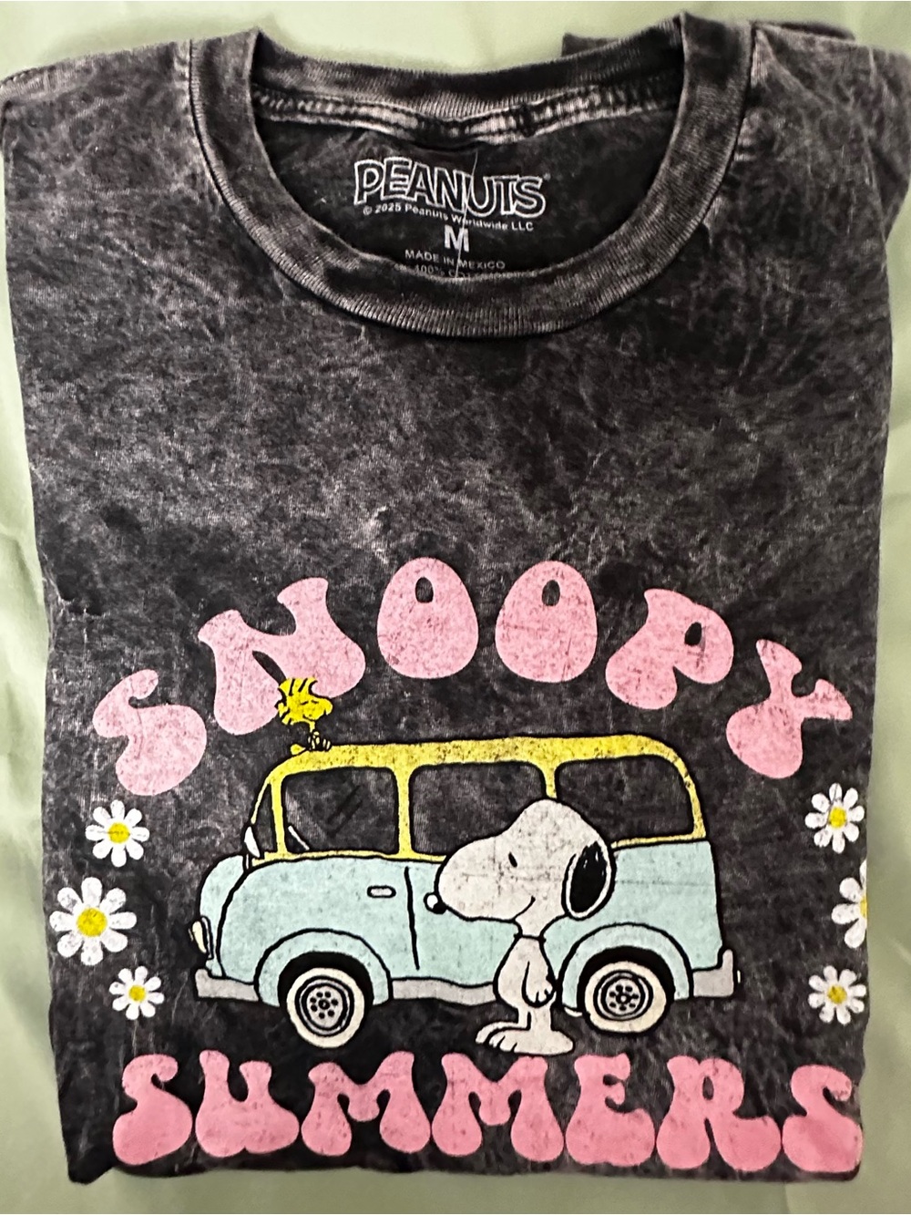 Peanuts Snoopy Summers Kids Graphic Tee - Black with Pink & Yellow Accents